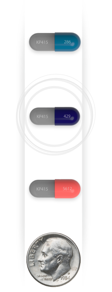 AZSTARYS™ 26.1/5.2 mg, 39.2/7.8 mg, 52.3/10.4 mg capsules are smaller than a dime