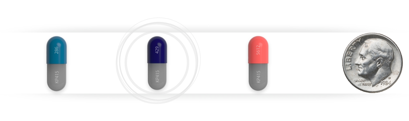 AZSTARYS™ 26.1/5.2 mg, 39.2/7.8 mg, 52.3/10.4 mg capsules are smaller than a dime